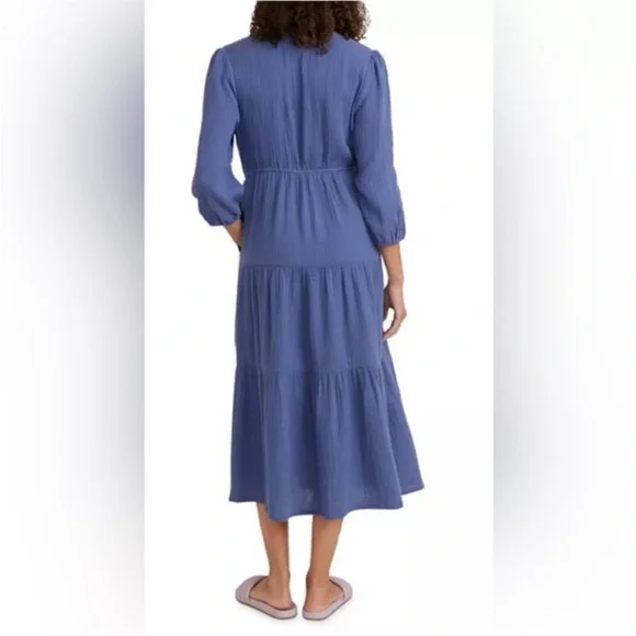 Marine Layer Willow Double Cloth Midi Dress in Periwinkle, M - Picture 5 of 13